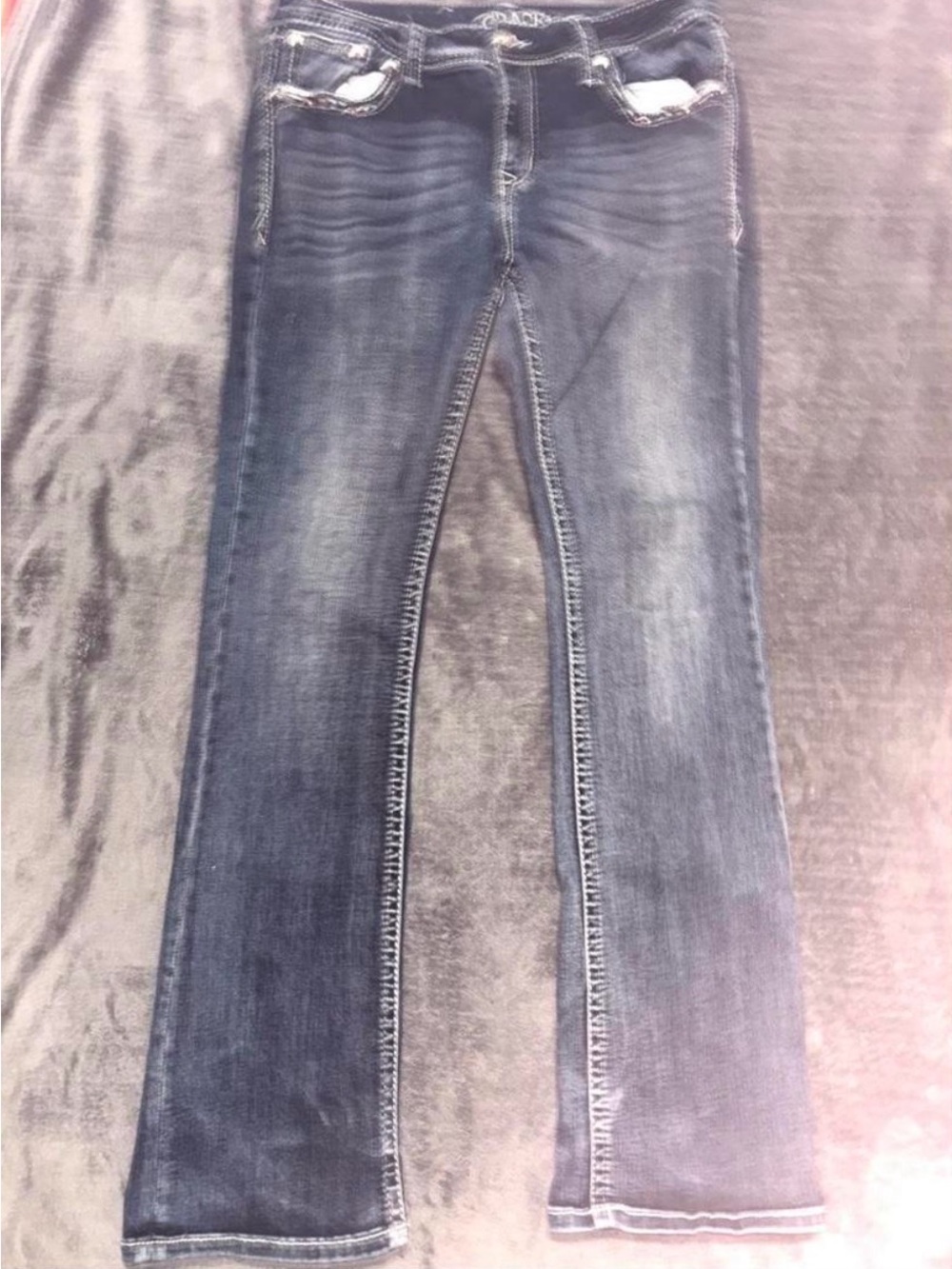 Grace in LA Faded Dark Blue Bootcut Jeans
